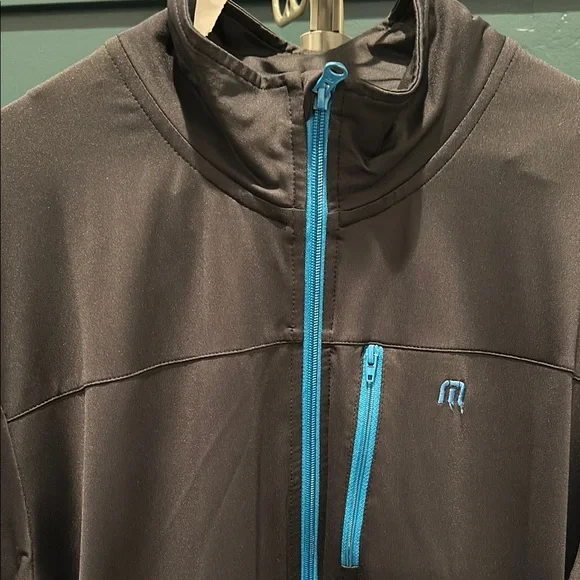 Men's Black Travis Mathew Zip-Up Jacket with Blue Trim - Picture 5 of 6